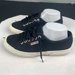 Superga Shoes Unisex Lace Up Canvas Sneakers Black Size USAM 6.5/USAW 8